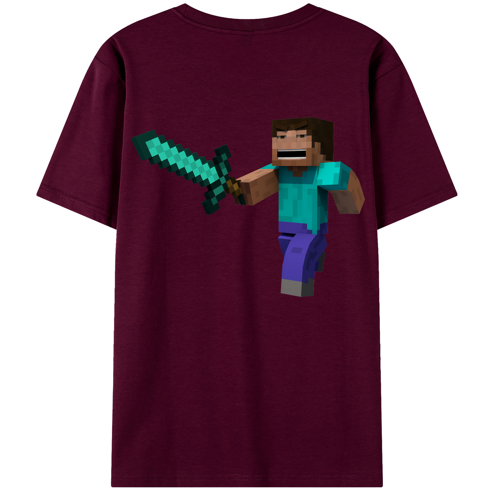 （画像用） マインクラフト ブロックの世界 Minecraft MC Block world レディース半袖Tシャツ(バックプリント)